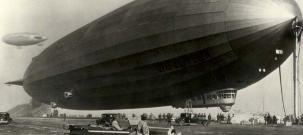 The sleep form of the Unseen Hand -- a zeppelin -- hovers near a 1929 Packard car.